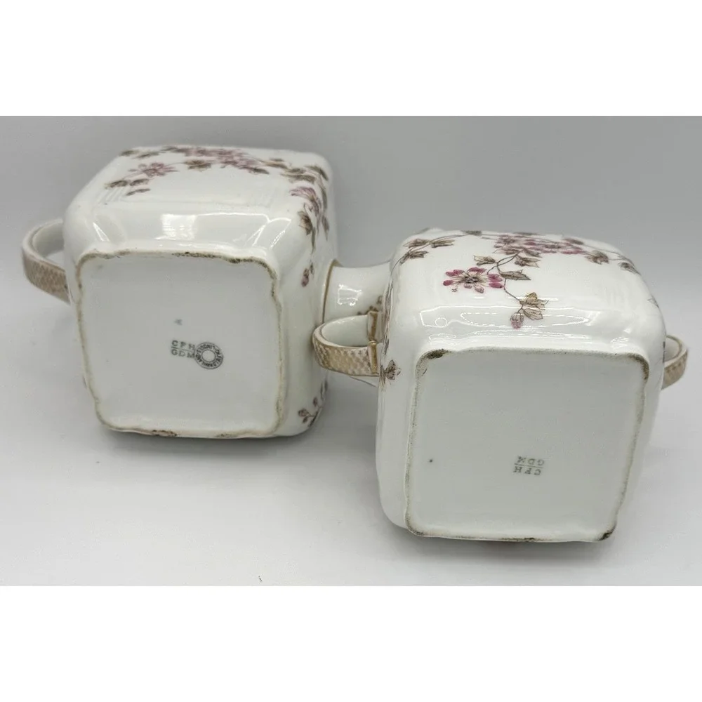 Haviland Limoges Porcelain Teapot and Covered Sugar Bowl Schleiger 373 EUC